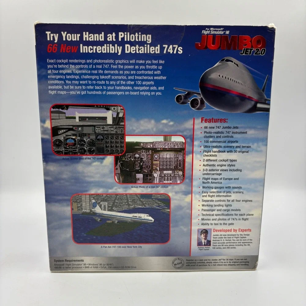 Data Becker Jumbo Jet 2.0 MS Flight Simulator 98 PC Blue Vintage Sealed
